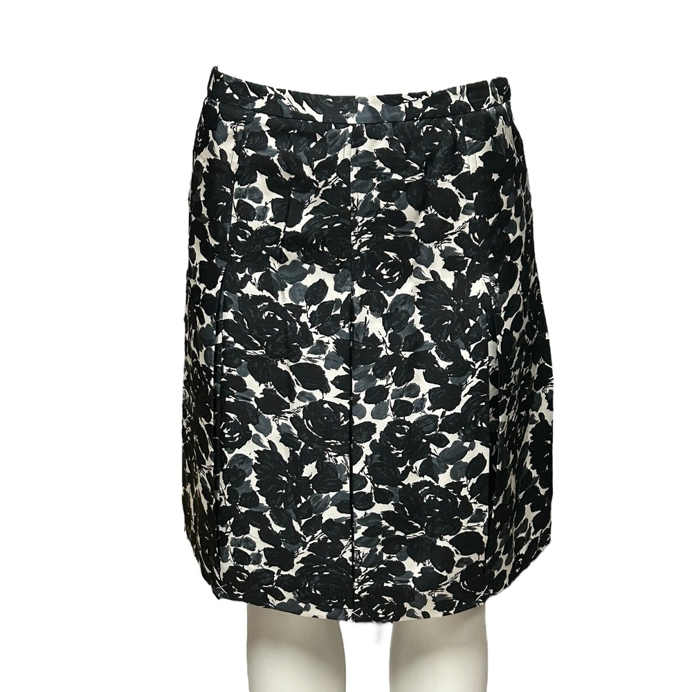 J.Crew Floral Print Skirt Black White Knee Length Career Casual Skirt Size 4